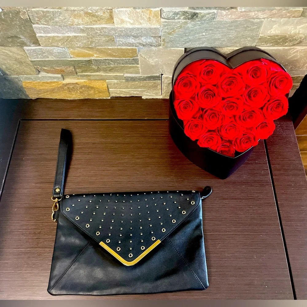 Aldo black envelope style wristlet and clutch